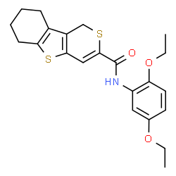 ChemSpider 2D Image | N-(2,5-Diethoxyphenyl)-6,7,8,9-tetrahydro-1H-thiopyrano[4,3-b][1]benzothiophene-3-carboxamide | C22H25NO3S2