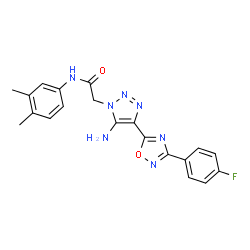 ChemSpider 2D Image | 2-{5-Amino-4-[3-(4-fluorophenyl)-1,2,4-oxadiazol-5-yl]-1H-1,2,3-triazol-1-yl}-N-(3,4-dimethylphenyl)acetamide | C20H18FN7O2