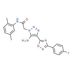 ChemSpider 2D Image | 2-{5-Amino-4-[3-(4-fluorophenyl)-1,2,4-oxadiazol-5-yl]-1H-1,2,3-triazol-1-yl}-N-(2,5-dimethylphenyl)acetamide | C20H18FN7O2