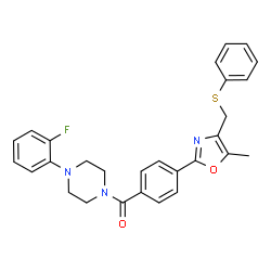 ChemSpider 2D Image | [4-(2-Fluorophenyl)-1-piperazinyl](4-{5-methyl-4-[(phenylsulfanyl)methyl]-1,3-oxazol-2-yl}phenyl)methanone | C28H26FN3O2S