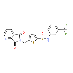 ChemSpider 2D Image | 5-[(5,7-Dioxo-5,7-dihydro-6H-pyrrolo[3,4-b]pyridin-6-yl)methyl]-N-[3-(trifluoromethyl)phenyl]-2-thiophenesulfonamide | C19H12F3N3O4S2