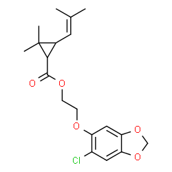 ChemSpider 2D Image | 2-[(6-Chloro-1,3-benzodioxol-5-yl)oxy]ethyl 2,2-dimethyl-3-(2-methyl-1-propen-1-yl)cyclopropanecarboxylate | C19H23ClO5