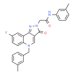 ChemSpider 2D Image | 2-[8-Fluoro-5-(3-methylbenzyl)-3-oxo-3,5-dihydro-2H-pyrazolo[4,3-c]quinolin-2-yl]-N-(3-methylphenyl)acetamide | C27H23FN4O2