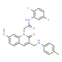 ChemSpider 2D Image | N-(2,5-Difluorophenyl)-2-[7-methoxy-3-{[(4-methylphenyl)amino]methyl}-2-oxo-1(2H)-quinolinyl]acetamide | C26H23F2N3O3
