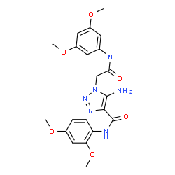 ChemSpider 2D Image | 5-Amino-N-(2,4-dimethoxyphenyl)-1-{2-[(3,5-dimethoxyphenyl)amino]-2-oxoethyl}-1H-1,2,3-triazole-4-carboxamide | C21H24N6O6
