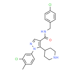 ChemSpider 2D Image | N-(4-Chlorobenzyl)-1-(3-chloro-4-methylphenyl)-5-(4-piperidinyl)-1H-pyrazole-4-carboxamide | C23H24Cl2N4O