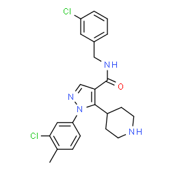 ChemSpider 2D Image | N-(3-Chlorobenzyl)-1-(3-chloro-4-methylphenyl)-5-(4-piperidinyl)-1H-pyrazole-4-carboxamide | C23H24Cl2N4O
