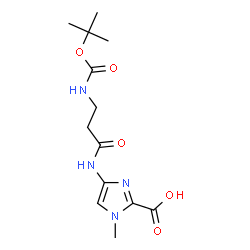 ChemSpider 2D Image | 4-{[N-(tert-Butoxycarbonyl)-beta-alanyl]amino}-1-methyl-1H-imidazole-2-carboxylic acid | C13H20N4O5