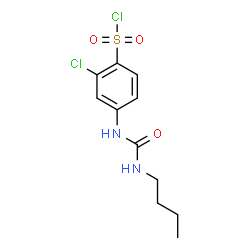 ChemSpider 2D Image | 4-[(Butylcarbamoyl)amino]-2-chlorobenzenesulfonyl chloride | C11H14Cl2N2O3S