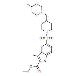 ChemSpider 2D Image | Ethyl 3-methyl-5-({4-[(4-methyl-1-piperidinyl)methyl]-1-piperidinyl}sulfonyl)-1-benzofuran-2-carboxylate | C24H34N2O5S
