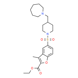 ChemSpider 2D Image | Ethyl 5-{[4-(1-azepanylmethyl)-1-piperidinyl]sulfonyl}-3-methyl-1-benzofuran-2-carboxylate | C24H34N2O5S