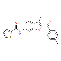 ChemSpider 2D Image | N-[3-Methyl-2-(4-methylbenzoyl)-1-benzofuran-6-yl]-2-thiophenecarboxamide | C22H17NO3S