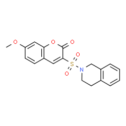 ChemSpider 2D Image | 3-(3,4-Dihydro-2(1H)-isoquinolinylsulfonyl)-7-methoxy-2H-chromen-2-one | C19H17NO5S