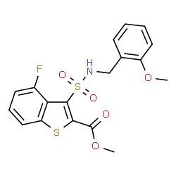 ChemSpider 2D Image | Methyl 4-fluoro-3-[(2-methoxybenzyl)sulfamoyl]-1-benzothiophene-2-carboxylate | C18H16FNO5S2