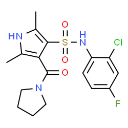 ChemSpider 2D Image | N-(2-Chloro-4-fluorophenyl)-2,5-dimethyl-4-(1-pyrrolidinylcarbonyl)-1H-pyrrole-3-sulfonamide | C17H19ClFN3O3S