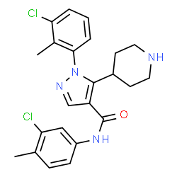 ChemSpider 2D Image | 1-(3-Chloro-2-methylphenyl)-N-(3-chloro-4-methylphenyl)-5-(4-piperidinyl)-1H-pyrazole-4-carboxamide | C23H24Cl2N4O