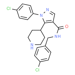 ChemSpider 2D Image | N-(4-Chlorobenzyl)-1-(4-chlorophenyl)-5-(4-piperidinyl)-1H-pyrazole-4-carboxamide | C22H22Cl2N4O