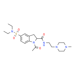 ChemSpider 2D Image | 1-Acetyl-5-(diethylsulfamoyl)-N-[2-(4-methyl-1-piperazinyl)ethyl]-2-indolinecarboxamide | C22H35N5O4S