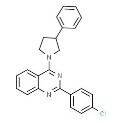 ChemSpider 2D Image | 2-(4-Chlorophenyl)-4-(3-phenyl-1-pyrrolidinyl)quinazoline | C24H20ClN3