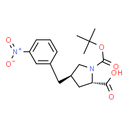 ChemSpider 2D Image | (4R)-1-{[(2-Methyl-2-propanyl)oxy]carbonyl}-4-(3-nitrobenzyl)-L-proline | C17H22N2O6