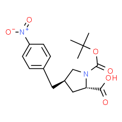 ChemSpider 2D Image | (4R)-1-{[(2-Methyl-2-propanyl)oxy]carbonyl}-4-(4-nitrobenzyl)-L-proline | C17H22N2O6