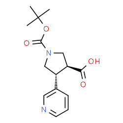 ChemSpider 2D Image | (3S,4R)-1-{[(2-Methyl-2-propanyl)oxy]carbonyl}-4-(3-pyridinyl)-3-pyrrolidinecarboxylic acid | C15H20N2O4