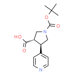 ChemSpider 2D Image | (3S,4R)-1-{[(2-Methyl-2-propanyl)oxy]carbonyl}-4-(4-pyridinyl)-3-pyrrolidinecarboxylic acid | C15H20N2O4