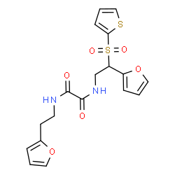 ChemSpider 2D Image | N-[2-(2-Furyl)ethyl]-N'-[2-(2-furyl)-2-(2-thienylsulfonyl)ethyl]ethanediamide | C18H18N2O6S2