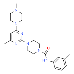 ChemSpider 2D Image | 4-[4-Methyl-6-(4-methyl-1-piperazinyl)-2-pyrimidinyl]-N-(3-methylphenyl)-1-piperazinecarboxamide | C22H31N7O