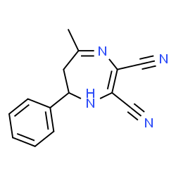 ChemSpider 2D Image | 5-Methyl-7-phenyl-6,7-dihydro-1H-1,4-diazepine-2,3-dicarbonitrile | C14H12N4