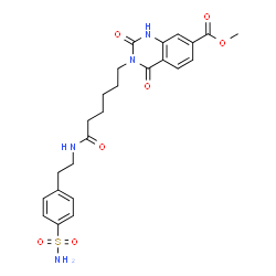 ChemSpider 2D Image | Methyl 2,4-dioxo-3-(6-oxo-6-{[2-(4-sulfamoylphenyl)ethyl]amino}hexyl)-1,2,3,4-tetrahydro-7-quinazolinecarboxylate | C24H28N4O7S