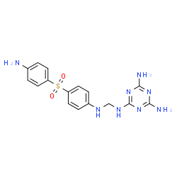 ChemSpider 2D Image | N~2~-[({4-[(4-Aminophenyl)sulfonyl]phenyl}amino)methyl]-1,3,5-triazine-2,4,6-triamine | C16H18N8O2S