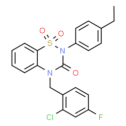 ChemSpider 2D Image | 4-(2-Chloro-4-fluorobenzyl)-2-(4-ethylphenyl)-2H-1,2,4-benzothiadiazin-3(4H)-one 1,1-dioxide | C22H18ClFN2O3S
