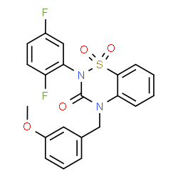 ChemSpider 2D Image | 2-(2,5-Difluorophenyl)-4-(3-methoxybenzyl)-2H-1,2,4-benzothiadiazin-3(4H)-one 1,1-dioxide | C21H16F2N2O4S