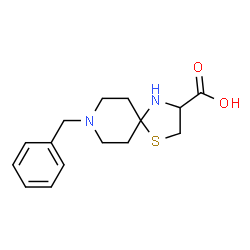 ChemSpider 2D Image | 8-Benzyl-1-thia-4,8-diazaspiro[4.5]decane-3-carboxylic acid | C15H20N2O2S