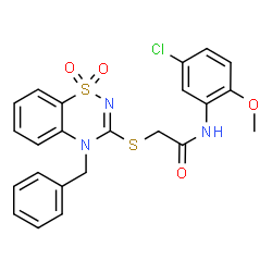 ChemSpider 2D Image | 2-[(4-Benzyl-1,1-dioxido-4H-1,2,4-benzothiadiazin-3-yl)sulfanyl]-N-(5-chloro-2-methoxyphenyl)acetamide | C23H20ClN3O4S2