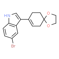 ChemSpider 2D Image | 5-Bromo-3-(1,4-dioxaspiro[4.5]dec-7-en-8-yl)-1H-indole | C16H16BrNO2
