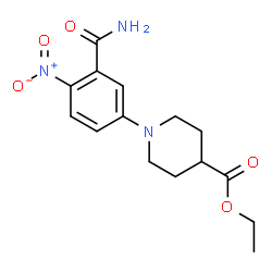 ChemSpider 2D Image | Ethyl 1-(3-carbamoyl-4-nitrophenyl)-4-piperidinecarboxylate | C15H19N3O5