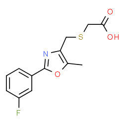 ChemSpider 2D Image | ({[2-(3-Fluorophenyl)-5-methyl-1,3-oxazol-4-yl]methyl}sulfanyl)acetic acid | C13H12FNO3S