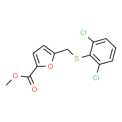 ChemSpider 2D Image | Methyl 5-{[(2,6-dichlorophenyl)sulfanyl]methyl}-2-furoate | C13H10Cl2O3S