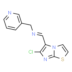 ChemSpider 2D Image | (E)-1-(6-Chloroimidazo[2,1-b][1,3]thiazol-5-yl)-N-(3-pyridinylmethyl)methanimine | C12H9ClN4S