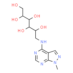 ChemSpider 2D Image | 1-Deoxy-1-[(1-methyl-1H-pyrazolo[3,4-d]pyrimidin-4-yl)amino]hexitol | C12H19N5O5