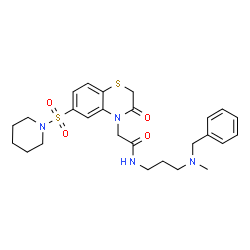 ChemSpider 2D Image | N-{3-[Benzyl(methyl)amino]propyl}-2-[3-oxo-6-(1-piperidinylsulfonyl)-2,3-dihydro-4H-1,4-benzothiazin-4-yl]acetamide | C26H34N4O4S2
