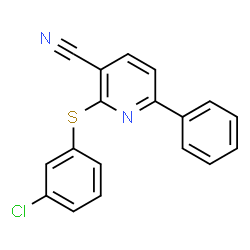 ChemSpider 2D Image | 2-[(3-Chlorophenyl)sulfanyl]-6-phenylnicotinonitrile | C18H11ClN2S
