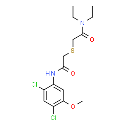 ChemSpider 2D Image | 2-({2-[(2,4-Dichloro-5-methoxyphenyl)amino]-2-oxoethyl}sulfanyl)-N,N-diethylacetamide | C15H20Cl2N2O3S