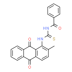 ChemSpider 2D Image | N-[(2-Methyl-9,10-dioxo-9,10-dihydro-1-anthracenyl)carbamothioyl]benzamide | C23H16N2O3S