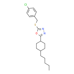 ChemSpider 2D Image | 2-[(4-Chlorobenzyl)sulfanyl]-5-(4-pentylcyclohexyl)-1,3,4-oxadiazole | C20H27ClN2OS