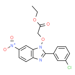 ChemSpider 2D Image | Ethyl {[2-(3-chlorophenyl)-6-nitro-1H-benzimidazol-1-yl]oxy}acetate | C17H14ClN3O5