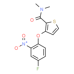 ChemSpider 2D Image | 3-(4-Fluoro-2-nitrophenoxy)-N,N-dimethyl-2-thiophenecarboxamide | C13H11FN2O4S