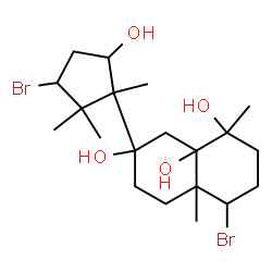 ChemSpider 2D Image | 4-Bromo-7-(3-bromo-5-hydroxy-1,2,2-trimethyl-cyclopentyl)-1,4a-dimethyl-octahydro-naphthalene-1,7,8a-triol | C20H34Br2O4